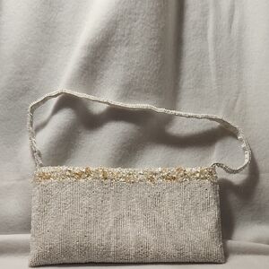 Chic Beaded Wristlet in Cream